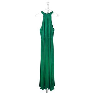 Banana Republic Women's Maxi Dress Emerald Green Satin Sleeveless Halter 8 NWT